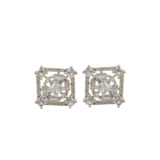 Geometric square American diamond stud earrings for women with white stones