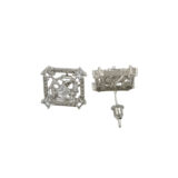 Geometric square American diamond stud earrings for women with white stones