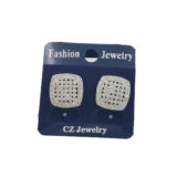 Square American diamond stud earrings for women with white stone designer pattern