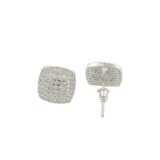 Square American diamond stud earrings for women with white stone designer pattern