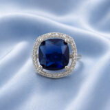 Blue Stone Ring for Women Adjustable | American Diamond Ring