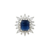 Royal blue adjustable American diamond statement ring for women