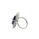 Royal blue adjustable American diamond statement ring for women