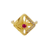Golden Adjustable Ruby Stone Ring for Women | Miraya Creations