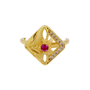 Golden Adjustable Ruby Stone Ring for Women | Miraya Creations