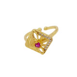 Golden Adjustable Ruby Stone Ring for Women | Miraya Creations