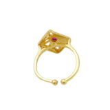 Golden Adjustable Ruby Stone Ring for Women | Miraya Creations