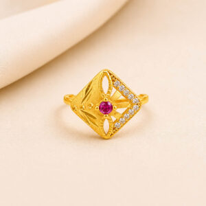 Golden Adjustable Ruby Stone Ring for Women | Miraya Creations