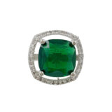Green Stone Adjustable Ring for Women | American Diamond Ring | Miraya Creations