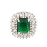 Emerald green adjustable American diamond statement ring for women