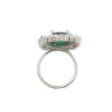 Emerald green adjustable American diamond statement ring for women