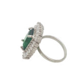 Emerald green adjustable American diamond statement ring for women