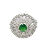 green stone ring for women, statement ring for women, american diamond ring for women, emerald color ring for women, party wear ring for women, stylish ring for girls, fancy ring for women, wedding wear ring, trendy rings online India, fashion ring for women | Miraya Creations