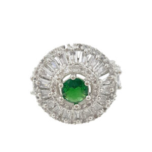 green stone ring for women, statement ring for women, american diamond ring for women, emerald color ring for women, party wear ring for women, stylish ring for girls, fancy ring for women, wedding wear ring, trendy rings online India, fashion ring for women | Miraya Creations