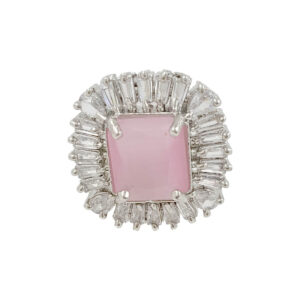 Blush pink adjustable American diamond cocktail ring for women