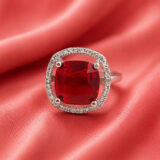 Red Stone Ring for Women Adjustable | American Diamond Ring