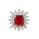 Ruby red adjustable American diamond statement ring for women