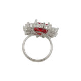 Ruby red adjustable American diamond statement ring for women