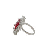 Ruby red adjustable American diamond statement ring for women