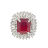 Ruby red adjustable American diamond cocktail ring for women