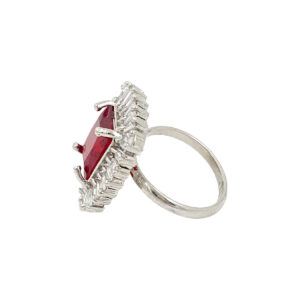 Ruby red adjustable American diamond cocktail ring for women