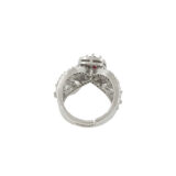 ruby red stone ring for women, american diamond ring for women, party wear ring for women, ruby color ring for women, stylish ring for girls, fancy ring for women, statement ring for women, wedding wear ring, trendy rings online India, fashion ring for women | Miraya Creations