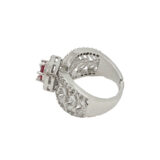 ruby red stone ring for women, american diamond ring for women, party wear ring for women, ruby color ring for women, stylish ring for girls, fancy ring for women, statement ring for women, wedding wear ring, trendy rings online India, fashion ring for women | Miraya Creations