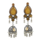 Champagne Stone Oxidised Jhumki Earrings for Women | Ethnic Boho Danglers | Miraya Creations