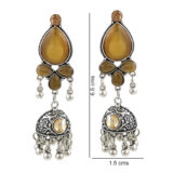 Champagne Stone Oxidised Jhumki Earrings for Women | Ethnic Boho Danglers | Miraya Creations