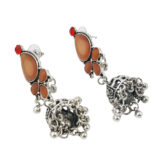Brown Stone Oxidised Jhumki Earrings for Women | Ethnic Boho Danglers | Miraya Creations