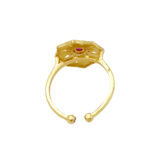 Golden Floral Adjustable Ring for Women with Ruby Stone | Miraya Creations