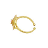 Golden Floral Adjustable Ring for Women with Ruby Stone | Miraya Creations