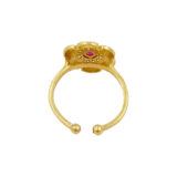 Golden Floral Adjustable Ring for Women with Ruby Stone | Miraya Creations