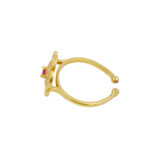 Golden Floral Adjustable Ring for Women with Ruby Stone | Miraya Creations