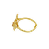 Golden Geometric Adjustable Ring for Women with AD & Ruby Stone | Miraya Creations