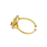 Golden Circular Adjustable Ring for Women with AD & Ruby Stone | Miraya Creations