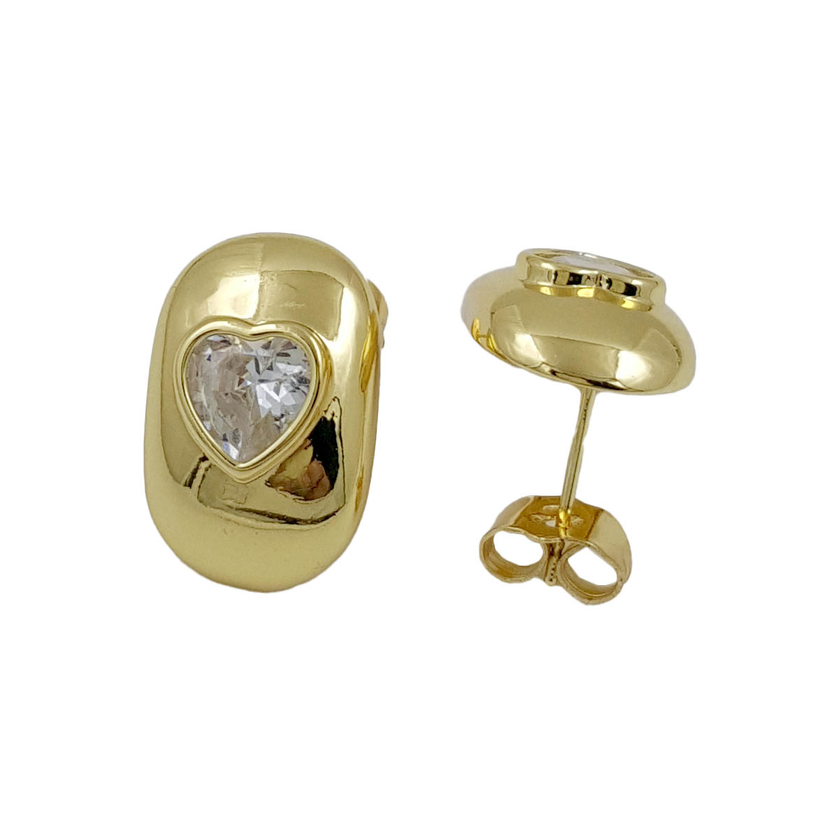 Anti Tarnish Gold Heart Stud Earrings | Miraya Creations
