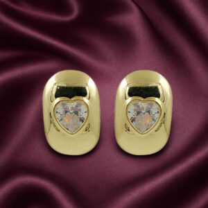 Anti Tarnish Gold Heart Stud Earrings | Miraya Creations
