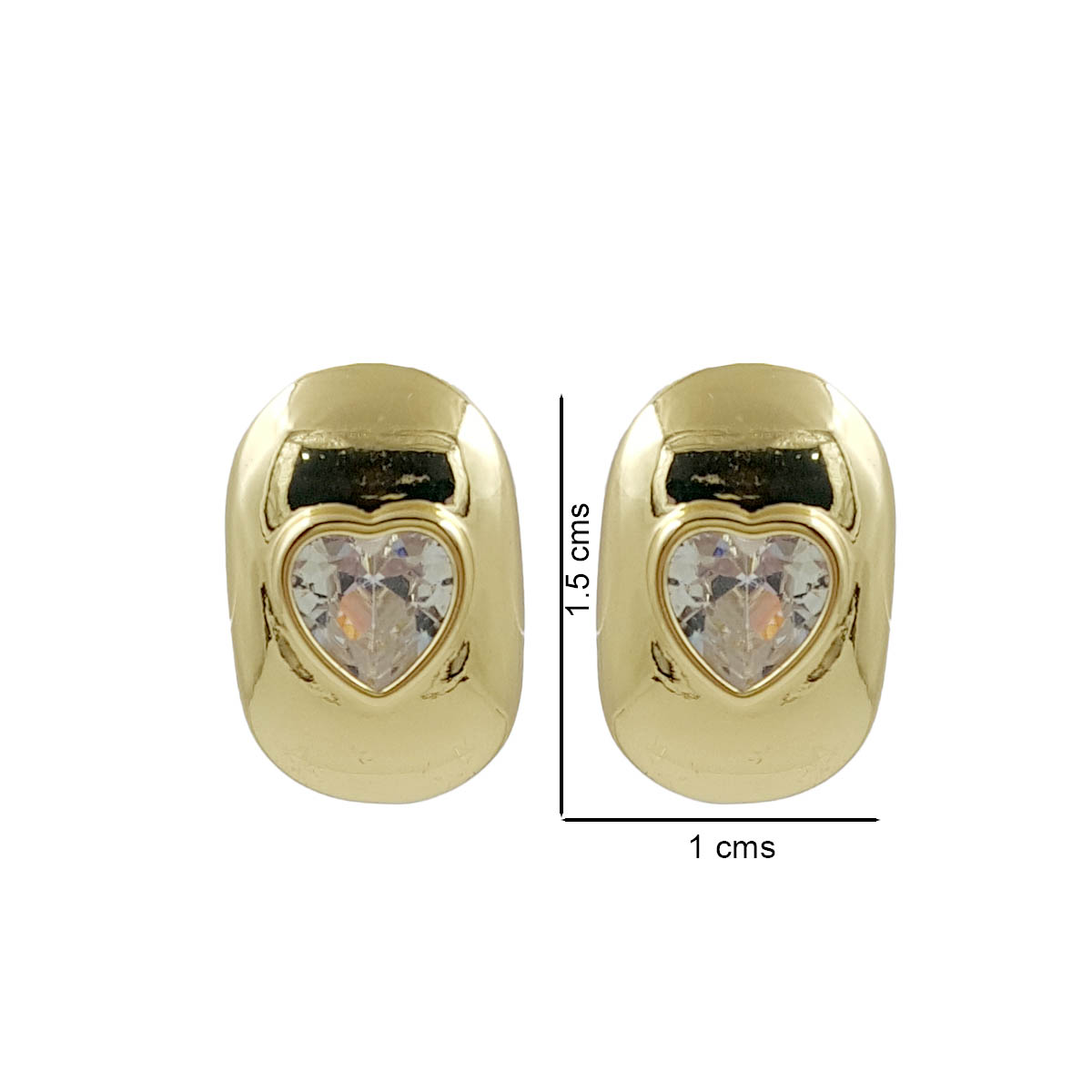Anti Tarnish Gold Heart Stud Earrings | Miraya Creations