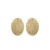 Gold oval crystal stud earrings