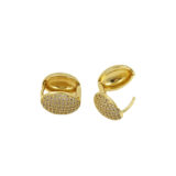 Gold oval crystal stud earrings