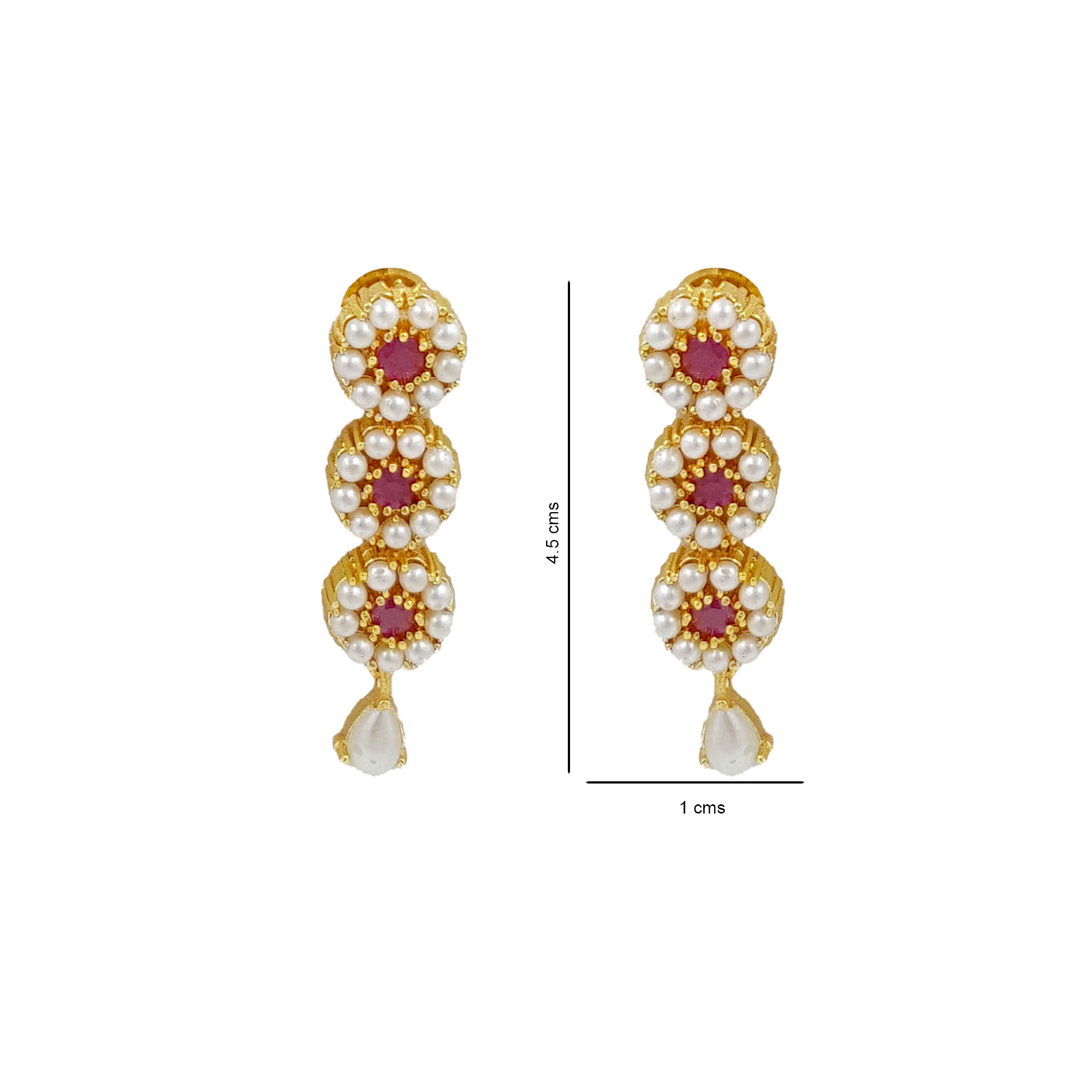 Ruby pearl floral necklace set with matching earrings for women
