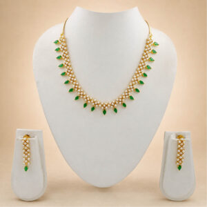 Emerald Green Pearl Necklace Set | Miraya Creations