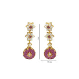 Ruby pink pearl teardrop necklace set with matching earrings for women