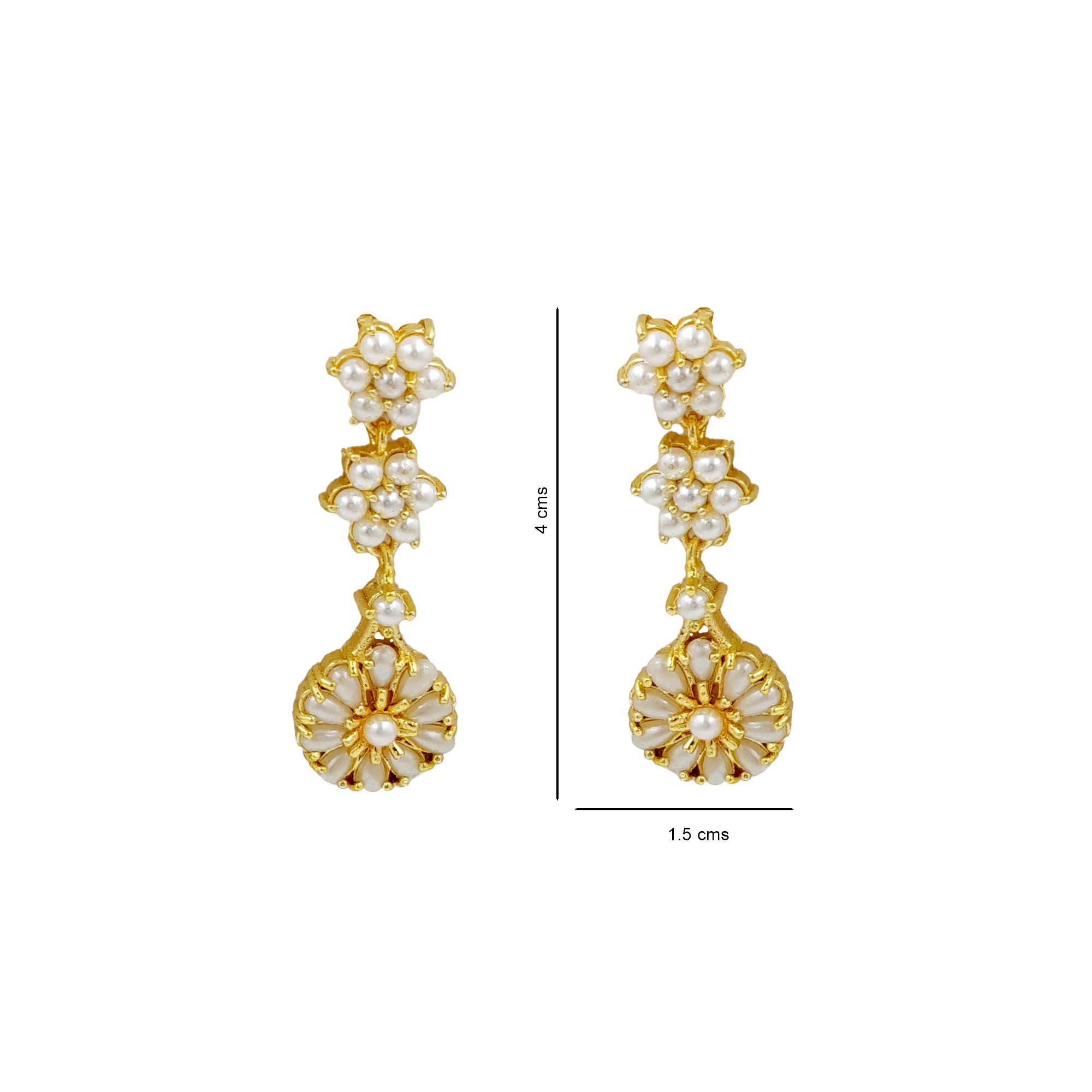 Ivory pearl teardrop necklace set with matching floral drop earrings for women