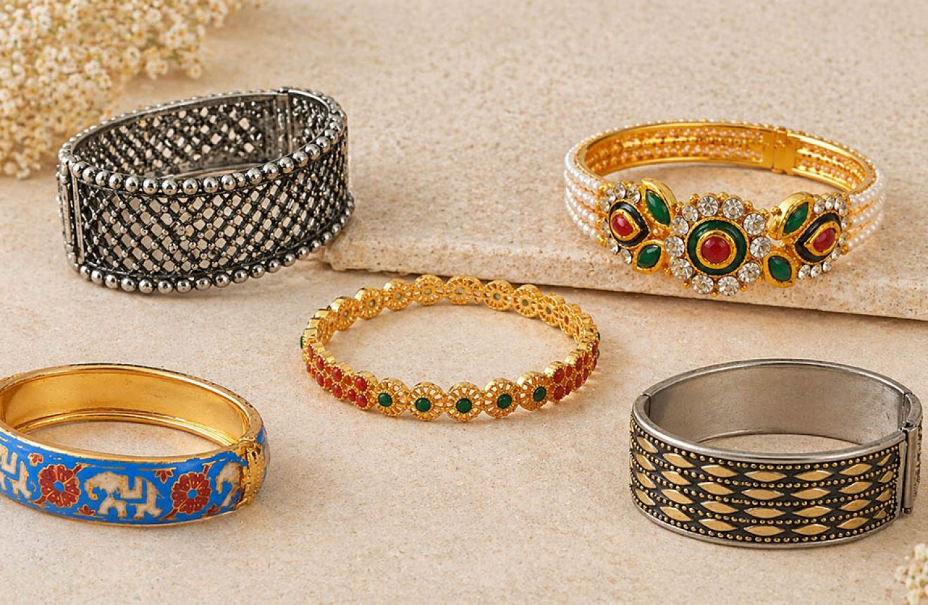ethnic bracelets for women traditional oxidised and gold styles